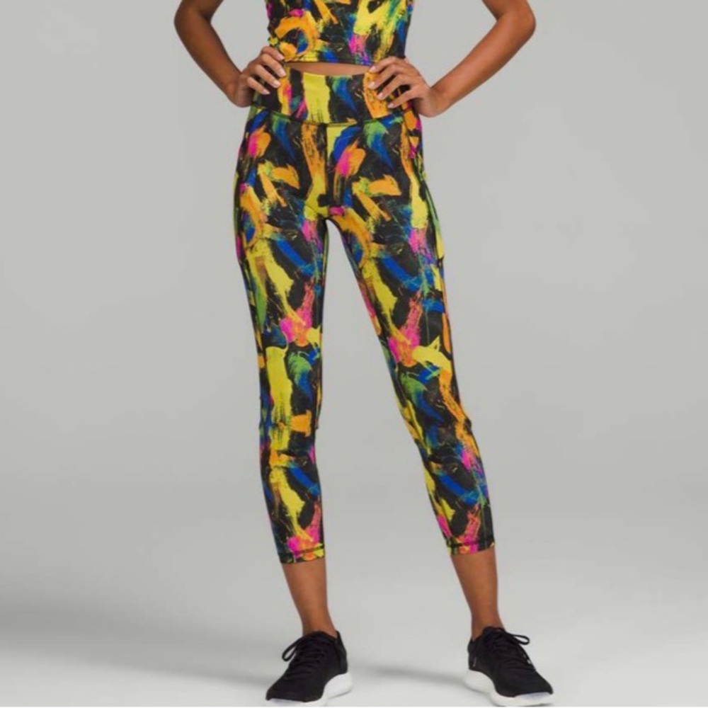 Lululemon Wunder Train HR Tight 25" Sz 6 Multicolor Undertone Black Multi Rare